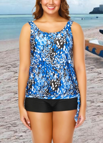 

Women Plus Size Push Up Tankini Swimsuit Padded Swimwear Printed Bathing Suit