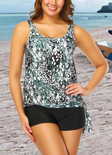 

Women Plus Size Push Up Tankini Swimsuit Padded Swimwear Printed Bathing Suit