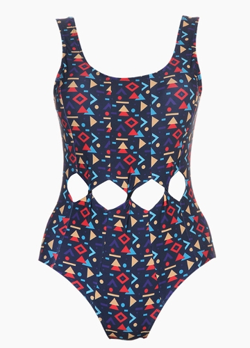 

Cutout Backless Swimwear Печатная подкладка Monokini Push Up One Piece