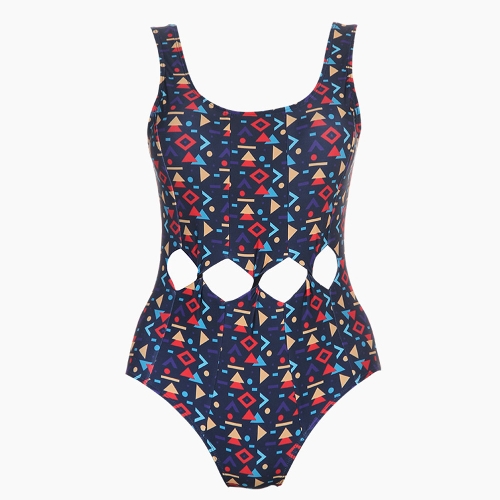 

Cutout Backless Swimwear Printed Padded Monokini Push Up One Piece