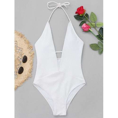 

Deep V Neck Padded Monokini Push Up Bathing Suit
