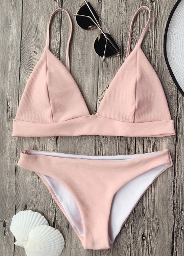 

Solid Brazilian Push Up Padded Bikini Set