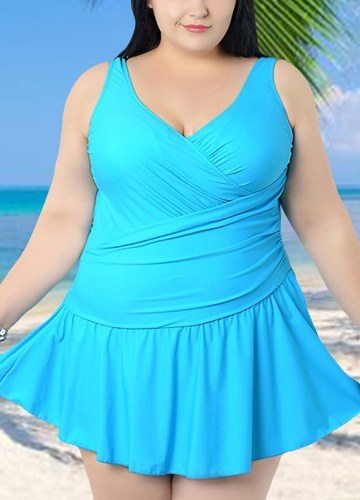 

Plus Size Spaghetti Strap Ruffle Backless One Piece Swimsuit