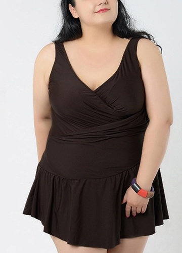 

Плюс размер спагетти ремень Ruffle Backless One Piece купальник