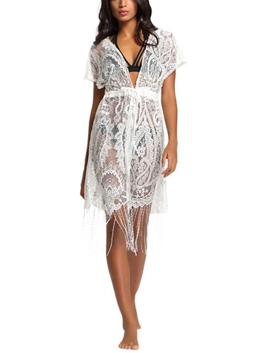 

Купальник для женщин Купальник с кружевом для обложки Tassel Bandage Holiday Beach Wear Купальники в целом