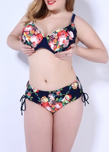 

Women Plus Size Floral Bikini Set Swimsuit Underwire Bandage Swimwear Bathing Suit