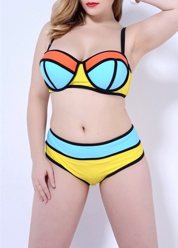 

Women Plus Size Bikini Set Color Block Two Piece Swimsuit Bathing Suit