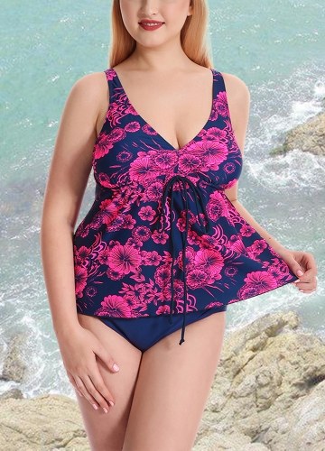 

Plus Size Floral Print Spaghetti Strap Summer Swimsuit