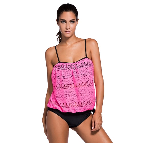

Bandeau Removable Strap Padded Tankini Swimwear Set