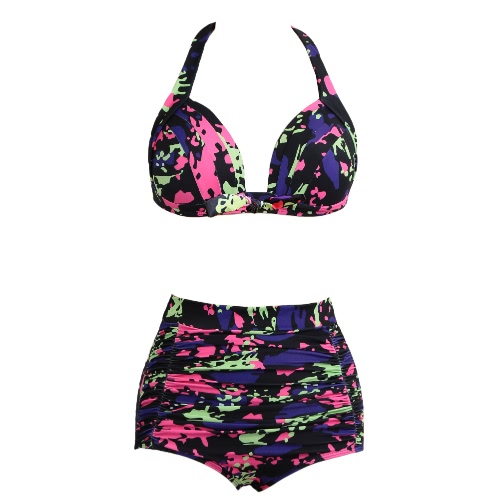 High Waist Swimsuit Women Bikini Set Push Up Swimwear Padded Beach Wear Bathing Suit Floral Print