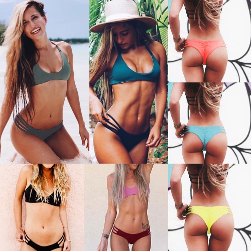 

Sexy Women V-Shape Swimwear Bikini Bottom Swim Brief Brazilian Panties Ruched Back Beach Thong Underwear