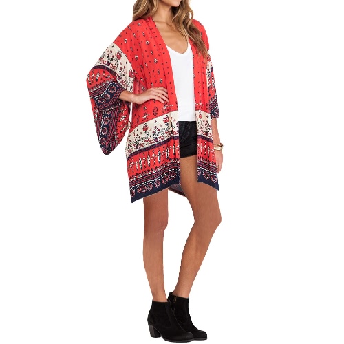 

Модный летний шифон Vintage Print Boho Cardigan Loose Women's Kimono