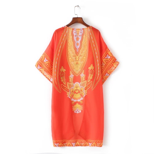 Women Chiffon Kimono Cardigan Bikini Cover Up Printed Boho Long Loose Casual Beach Robe Blouse Top Red huismerk kopen in de aanbieding Women Chiffon Kimono Cardigan Bikini Cover Up Printed Boho Long Loose Casual Beach Robe Blouse Top Red huismerk kopen in de aanbieding