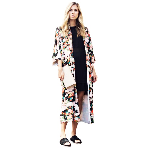 Mujeres Chiffon Kimono Cardigan Bikini Cubrir Hasta Floral Boho Long Loose Casual Beach Robe Blusa Top Rosa