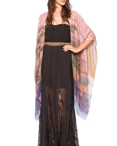 

Front Floral Print 3/4 Sleeves Beach Thin Casual Outerwear
