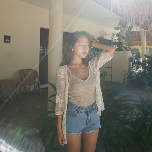 

Women Summer Vintage Cardigan Lace Crochet Kimono Beach Cover Up Bikini Outwear White