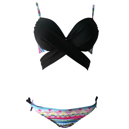 

Sexy Women Bikini Set Halter Cross Wire Free Padding Low Waist Thong Biquini Swimwear Swimsuit