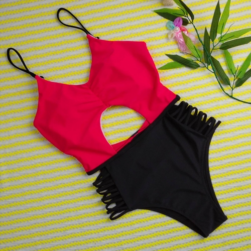 

Women One Piece Bikini Color Splice Monokini Swimsuits
