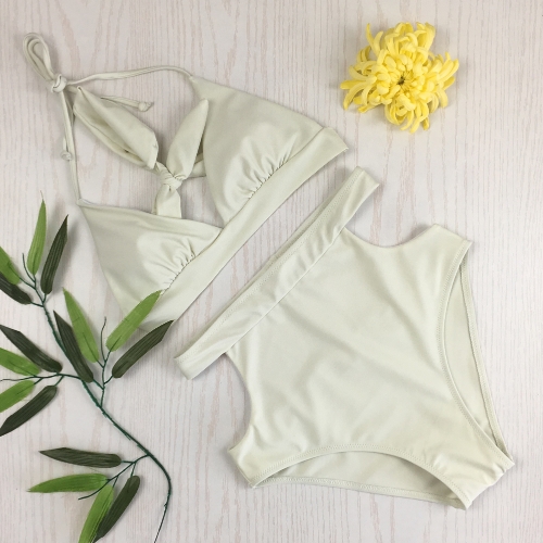 

Sexy Women High Waist Halter Straps V-Neck Bikini Set