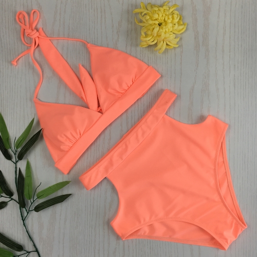 

Sexy Women High Waist Halter Straps V-Neck Bikini Set