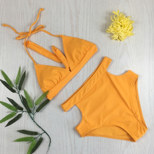 

Sexy Women High Waist Halter Straps V-Neck Bikini Set