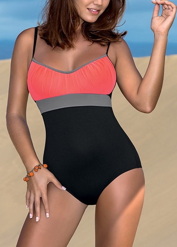 

Women One Piece Bikini Swimwear Bodysuit Color Splice Bandage Beach Wear Bikini Swimsuit Batching Suit