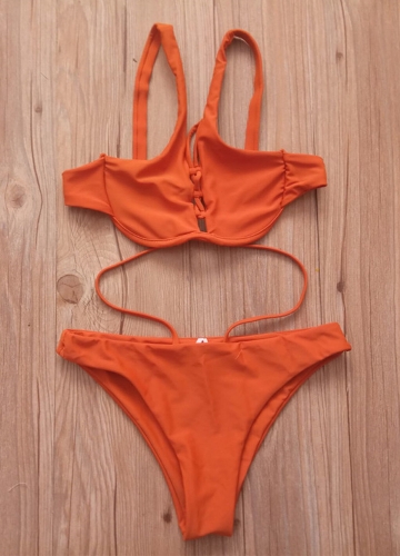 

New Sexy Women Strappy Bikini Set Deep V Neck Backless Low Waist Thong Biquini Swimwear Swimsuit