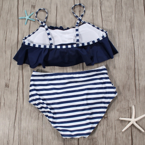 

Women Bikini Set Ruffles High Waist Ruched Padded Wireless Two Piece Swimsuit Swimwear