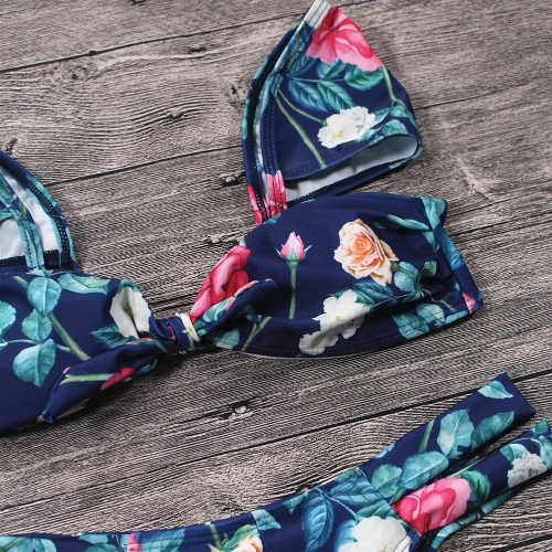 

Vintage Women Bikini Set Floral Print Wireless Bathing Suit Swimsuits Two Piece Beach Wear