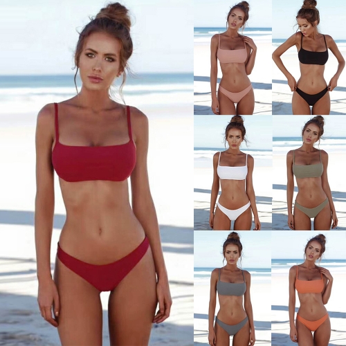 Costume da bagno sexy estivo da donna con reggiseno imbottito push up imbottito