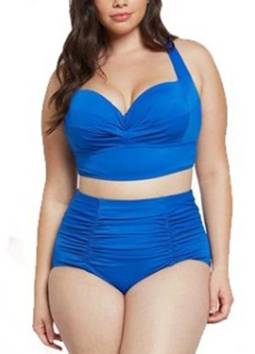 

Плюс Размер Ruched Push Up Бикини Set