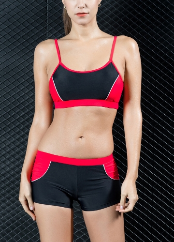 

Fashion Women Sports Two Piece Swimsuit Splicing Professional Racing Swimwear Bathing Suit