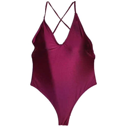 

Spaghetti Strap Open Back Solid Padded Swimwear