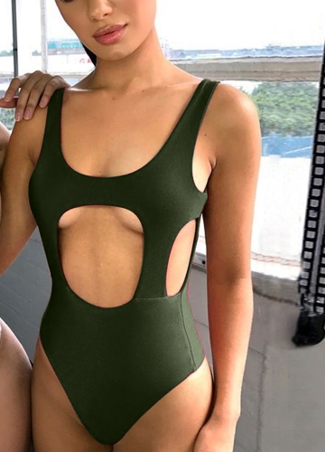 

Women One Piece Swimsuit Cut Out Backless Padding Sleeveless Swimwear Beachwear Bathing Suit