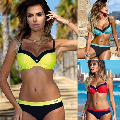 Costume da bagno donna color block Bikini senza spalline imbottito con fascia imbottita Costume da bagno Costumi da bagno