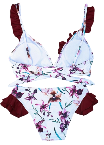 

Women Floral Bikini Set Ruffle Push Up Padded Bandage Swimsuit Swimwear Bathing Suit