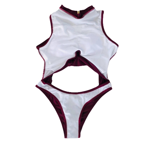 Costume da bagno donna senza maniche intero con scollo a Monokini con collo alto