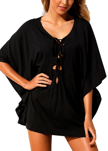 Sexy Women Beach Cover Up Lace Up Kaftan Swimwear Beachwear Loose Bikini Dress Black / White
Sexy Women Beach Cover Up Lace Up Kaftan Swimwear Beachwear Loose Bikini Dress Black / White