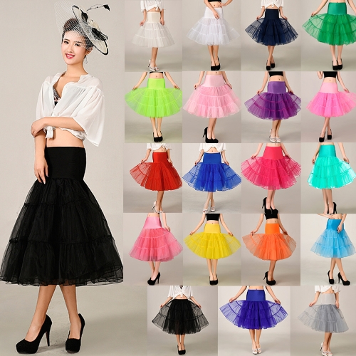 

Vintage Women Petticoat Skirt Crinoline Tutu Underskirt Elastic Waist A-Line Party Midi Skirt