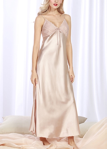 

Women Satin Night Dress Slit Hem Cami