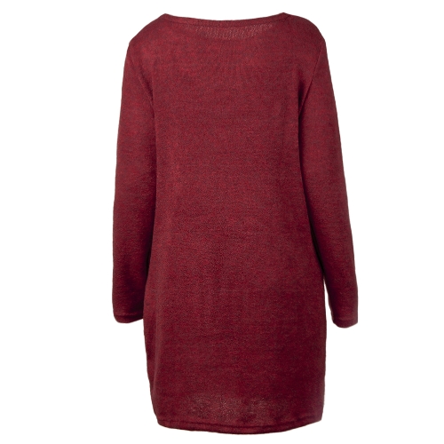 

Women Loose Knit Sweater Dress Long Sleeves Pockets Party Mini Straight Dress