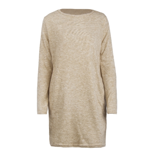 

Women Loose Knit Sweater Dress Long Sleeves Pockets Party Mini Straight Dress