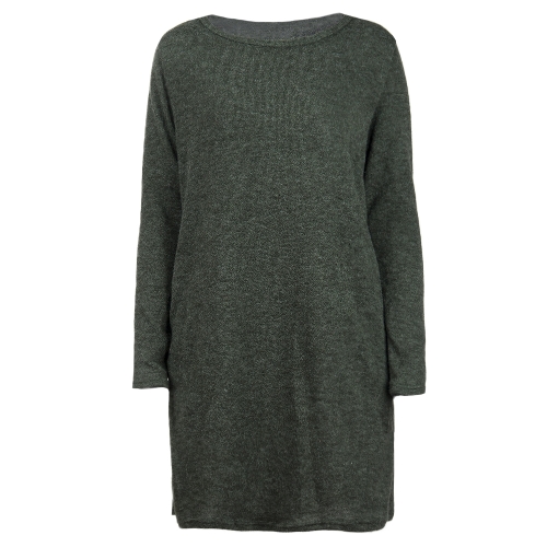 

Women Loose Knit Sweater Dress Long Sleeves Pockets Party Mini Straight Dress