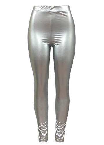 

Блестящий металлический цвет эластичной талии Skinny Sexy Pencil Pants