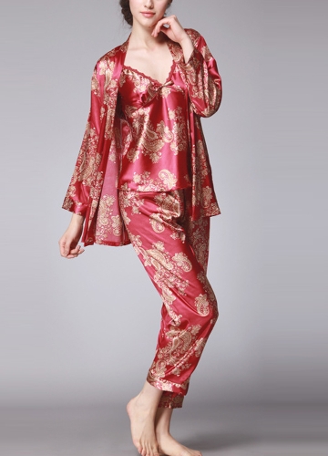 

Paisley Print Three-Piece Pajama Set