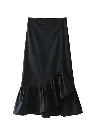 

Ruffle Layer Solid Elastic Waist Slim Elegant Skirt