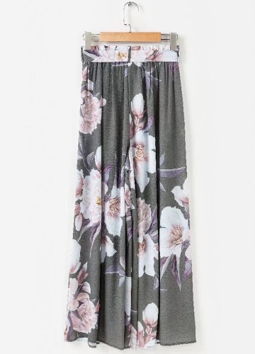 

Floral Print Self-tie Loose Long Wide Leg Pants