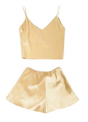 

Silk Satin Deep V Neck Cami Лучшие шорты Комплект для пижам