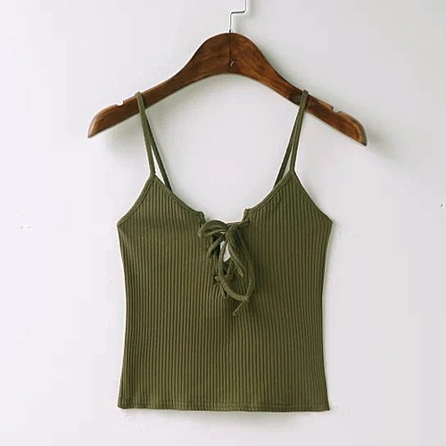

Crop Top Vest Lace-Up Backless Sleeveless V-Neck Casual Tank Top