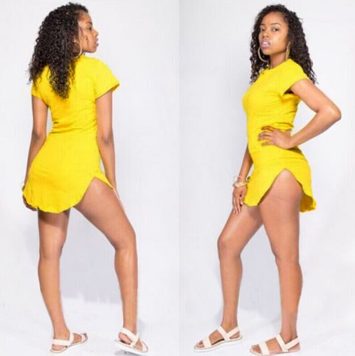 

New Fashion Women Long Tops Short Sleeve Side Slit Casual T-shirt Dress